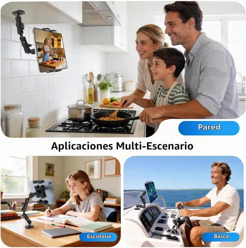 Vista 4 de OHLPRO Soporte de tableta con base de taladro resistente para coche y camión, soporte para tablero de instrumentos con brazo ajustable de 360 etapas