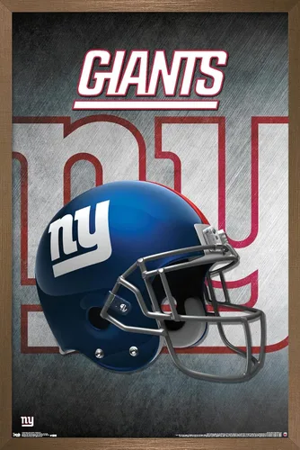 Vista 17 de Trends International NFL New York Giants - Póster de pared con casco 16, 14.725 x 22.375 pulgadas, versión enmarcada de madera de granero