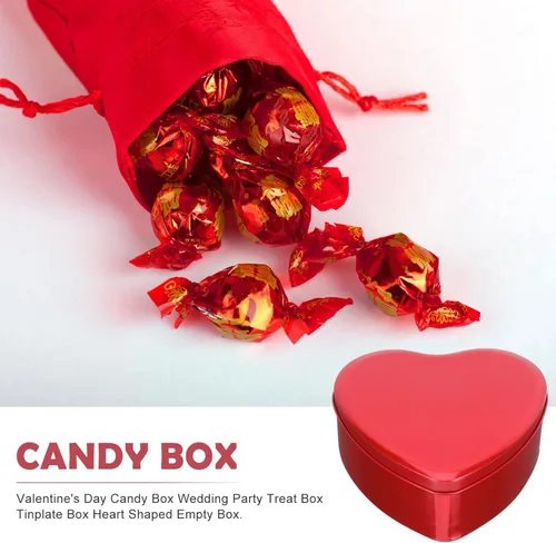 Vista 4 de Caja vacía de metal con forma de corazón: 10 unids cajas de chocolate con tapa latas de cosméticos latas de regalo de fiesta de San Valentín