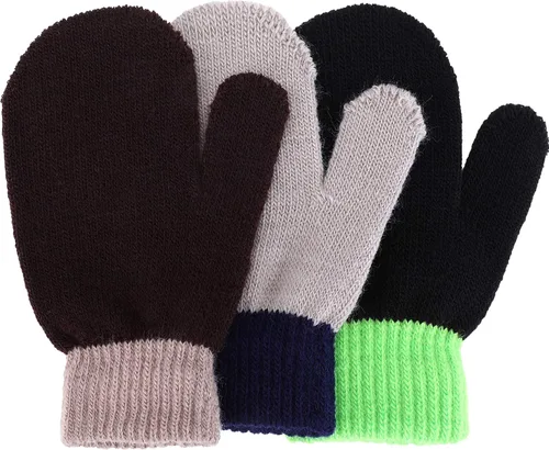 SATINIOR 3 pares de manoplas elásticas mágicas para niñas pequeñas, guantes de punto suave para bebés y niños