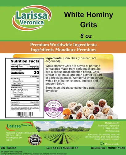 White Hominy Grits (8 oz, ZIN: 526657)