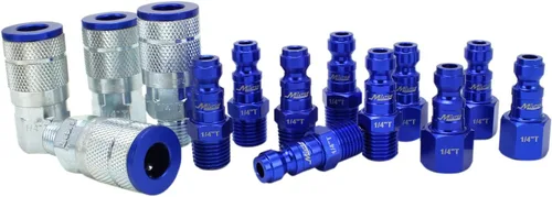 Vista 5 de ColorFit by Milton Kit de acoplador y enchufe - (estilo T, azul) - 1/4" NPT, (14 piezas) - S-314TKIT