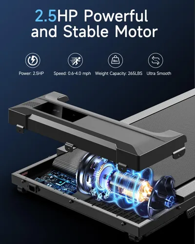 Vista 2 de Caminadora para el hogar – Cintas de correr para debajo del escritorio, mini máquina portátil para caminar y correr, delgada y compacta, motorizada