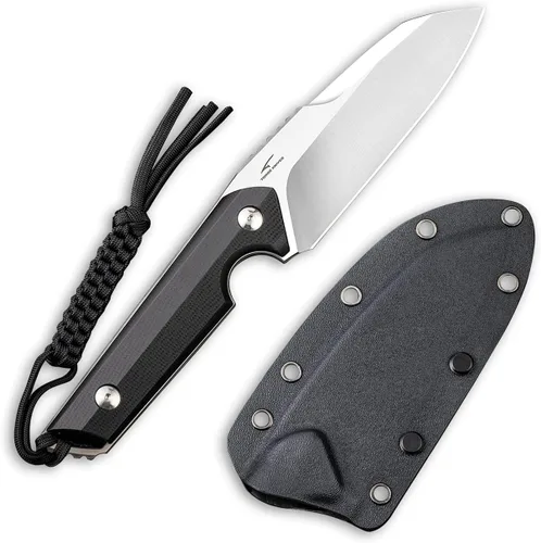 Vista 2 de CIVIVI Kepler C2109C - Cuchillo de hoja fija, mango G10 de 4.48 pulgadas, cuchillo para cinturón con funda Kydex, cordón, clip para actividades al