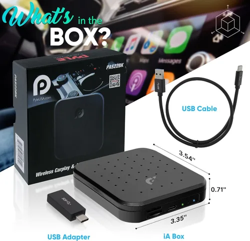 Vista 8 de Pyle Caja inalámbrica Carplay iA, 4GB RAM 64GB ROM, 2.4GHz, 5GHz Dual Band WiFi BT Octa Core 64Bits D, 4K Full HD, H.265, USB3.0 Android Box