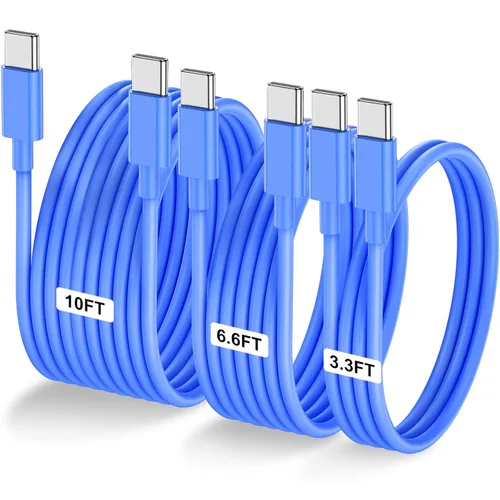 Vista 11 de Paquete de 3 cables USB C a USB C de 1 pie y 60 W, cable de carga rápida tipo C para iPhone Air 17 16e 16 15 Pro Plus Pro Max, para Galaxy S25/S24