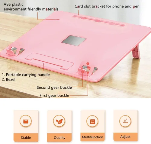 Vista 6 de Escritorio portátil para computadora portátil, bandeja de regazo para computadora portátil, mesa para comer, escribir, soporte ajustable