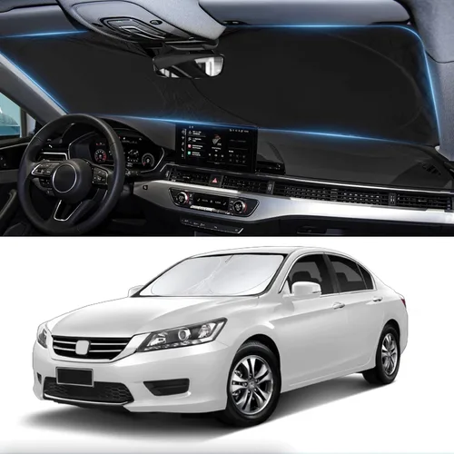 Vista 18 de Parasol plegable para parabrisas, protector reflectante para ventana frontal 210T, bloquea los rayos ultravioleta, accesorios para automóvil, XXL