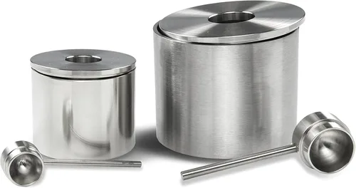 Vista 6 de Grind Gourmet Bodega de sal, tarros de especias de acero inoxidable, tarros de especias de almacenamiento de plata con cuchara soporte de acero