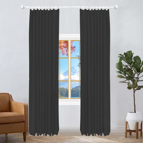 Vista 12 de Cortinas plisadas de lino con forro para oscurecer la sala de estar, dormitorio, puerta de patio (1 panel), 34 pulgadas de ancho x 84 pulgadas