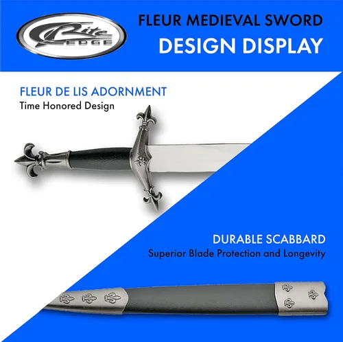 Vista 4 de SZCO Supplies Fleur - Espada de daga medieval, 9 pulgadas, color negro
