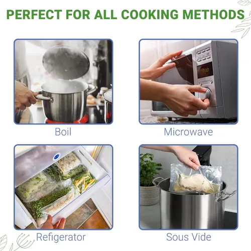 Vista 5 de 1,000 bolsas transparentes de 10 x 13 pulgadas, bolsas de cámara de vacío de 3 mil, ideales para almacenamiento de aspiradora de alimentos