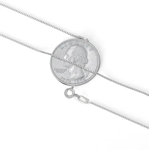 Vista 5 de Collar de cadena de plata fina italiana 925 de 1 mm y 16 - 30, con gamuza de pulido de plata