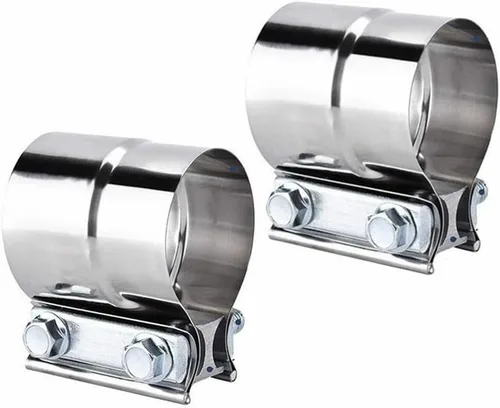 Vista 7 de Abrazadera de Escape de 2.5", Abrazadera de Banda de Junta a Tope de 2 1/2" Conector de Manguito de Acero Inoxidable para Silenciadores, Tubos
