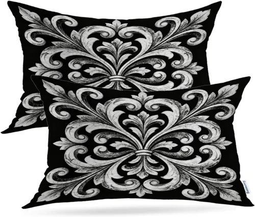 Vista 82 de Batmerry Autumn Maple Forest Throw Pillow Covers, Wooden Chair Houses Yellow Leaves Decorative Pillow Covers Digital Printing Blended Fabric for