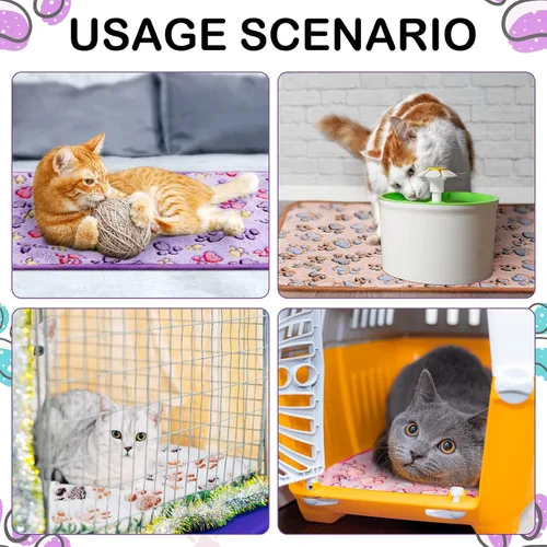 Vista 6 de Newwiee 20 piezas de manta de forro polar PET pequeña, lavable, impermeable, ropa de cama para animales pequeños, cobayas, cachorros, perros, gatos