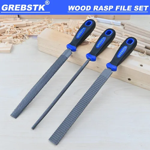 Vista 9 de GREBSTK Juego de limas de madera de 12 pulgadas con agarre de goma, raspador de corte de madera, juego de 3 piezas, redondo, medio redondo, raspa