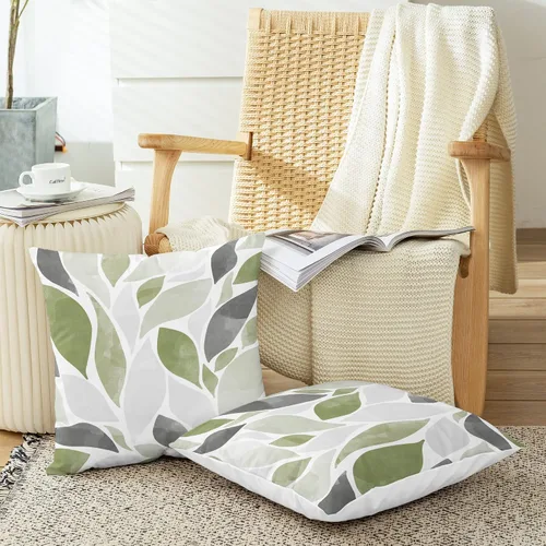 Vista 6 de CaliTime Juego de 2 fundas de almohada decorativas de forro polar con pétalos de flores y pétalos de dalia que caen para sofá, cama, sofá