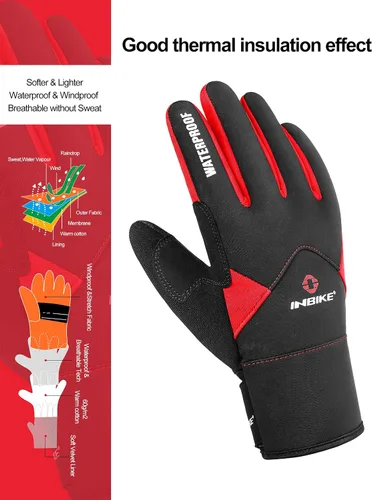 Vista 2 de INBIKE Men's Winter Cold Weather Thermal Windproof Gel Bike Gloves
