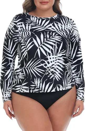 HDE Camiseta de natación de manga larga de secado rápido UPF 50 para mujer, talla grande