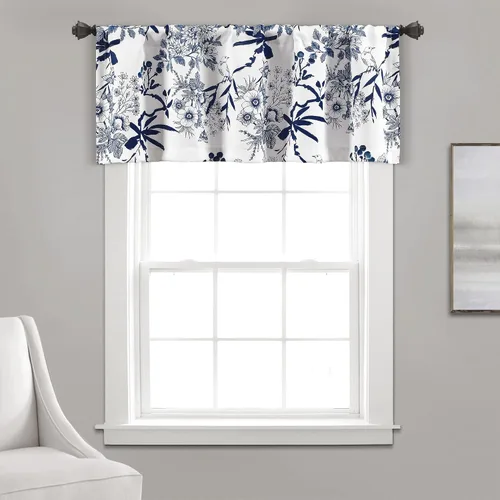 Vista 19 de Lush Decor Cortinas de Jardín Botánico con Estampado Floral de Pájaros, Filtrado de Luz, Cenefas y Cortinas para Ventana para Sala, Comedor Azul