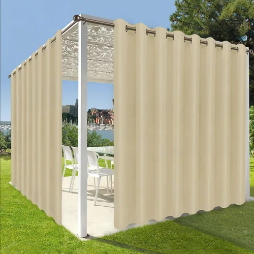 Vista 20 de OutdoorLines Cortinas impermeables para interiores y exteriores para patio – Panel de cortina de privacidad y bloqueo solar con ojales, resistente a