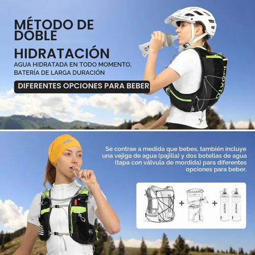 Vista 3 de INOXTO - Chaleco de hidratación, mochila ligera para correr en el agua, con bolsa de vejiga de agua de 1.5 litros, mochila para senderismo