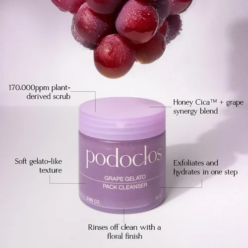 Vista 4 de Grape Gelato Pack Cleanser Limpiador exfoliante facial y corporal, suave con la piel, resistente con las células muertas, exfoliante a base