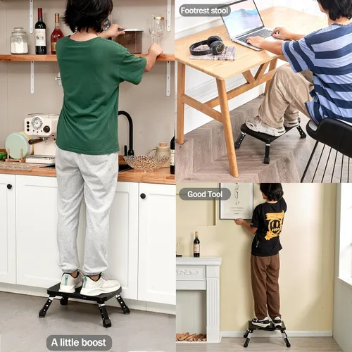 Vista 7 de Taburete plegable, altura ajustable de 1 escalón, 330 libras, plataforma portátil resistente con pies antideslizantes y escalera de paso