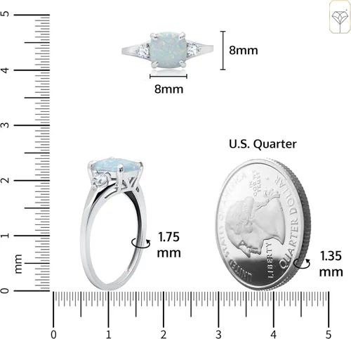 Vista 4 de MAX + STONE 10k Gold Gemstone Rings for Women Cushion Cut Three Stone Ring Anti Tarnishing Birthstone Rings Cocktail Ring with Gift Box in Size 5