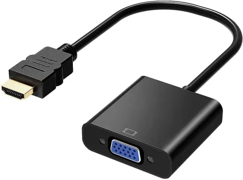 HDMI a VGA, adaptador HDMI a VGA chapado en oro, macho a hembra para computadora, computadora de escritorio, laptop, PC, monitor, proyector, HDTV,