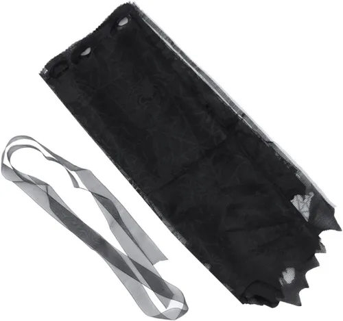 Vista 9 de VALICLUD 2 cortinas de encaje de Halloween para ventana, mantel de telaraña, diseño de murciélagos, cortina de puerta de encaje negro, pantalla
