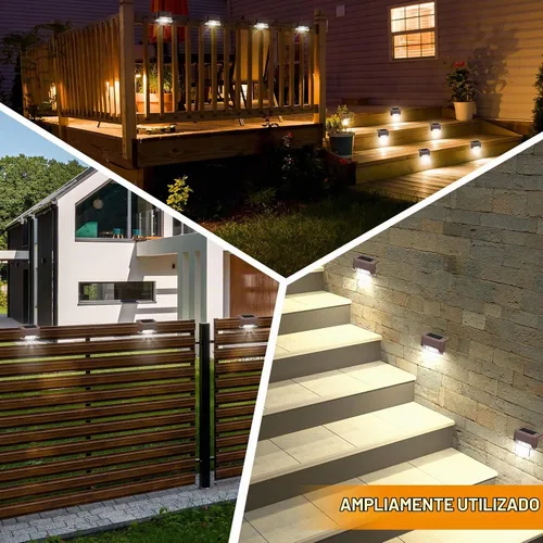 Vista 8 de Geelin 32 Luces Solares para Terraza al Aire Libre, Luces LED Solares Impermeables para Escalones y Cercas para Escaleras, Escalón, Barandilla