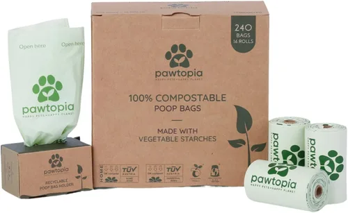 Vista 10 de Pawtopia Bolsas biodegradables para excrementos de perro, 60 unidades, compostables para el hogar, a prueba de fugas, fáciles de abrir