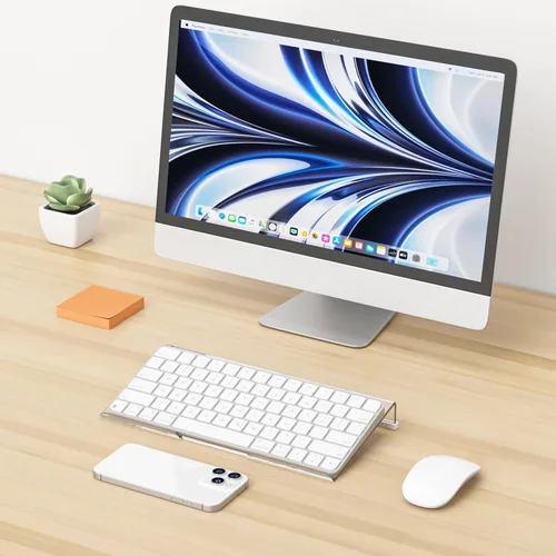 Vista 4 de Richboom Soporte de teclado de computadora para escritorio, 11.8 pulgadas, pequeño elevador de teclado acrílico transparente, 78 teclas, elevador