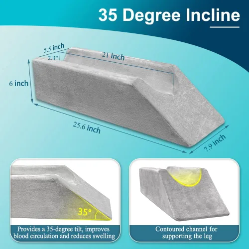 Vista 2 de Zelen Almohada de elevación de piernas Almohadas de cuña para dormir después de la cirugía, soporte de rodilla de espuma para cama, cuñas