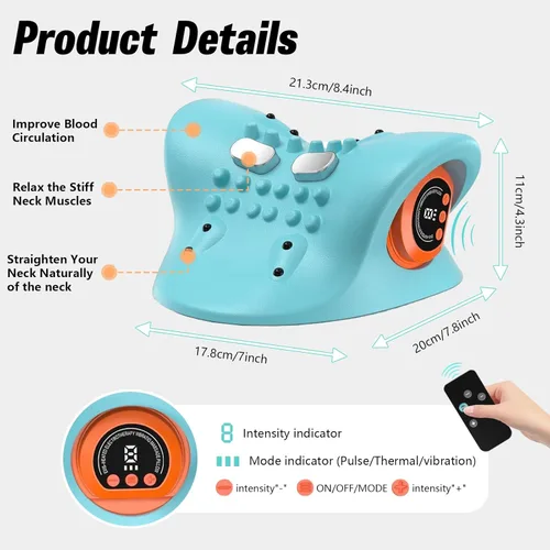 Vista 7 de Mejorado masajeador shiatsu 3 en 1 para cuello y espalda con calor, masajeador de cuello recargable y portátil, 3 modos ajustables con control