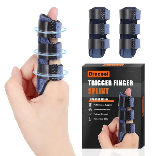 Vista 12 de Férula de dedo de gatillo para artritis, lesiones, esguinces enderezamiento de dedos, férulas para dedos índice, medio, anular, alivio del dolor