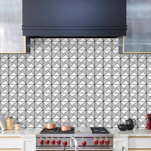Vista 2 de Vamos Tile Azulejo para salpicaduras de despegar y pegar, azulejos de metal para salpicaduras de cocina y baño, molino de viento plateado Plata