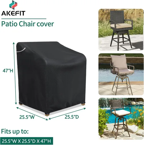Vista 2 de AKEfit Fundas para sillas de patio impermeables para muebles de exterior, paquete de 1, fundas resistentes para sillas de exterior, impermeables