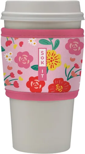 Vista 187 de Sok It HotSok Coffee & Tea - Funda de neopreno con aislamiento reutilizable (floral abstracto)