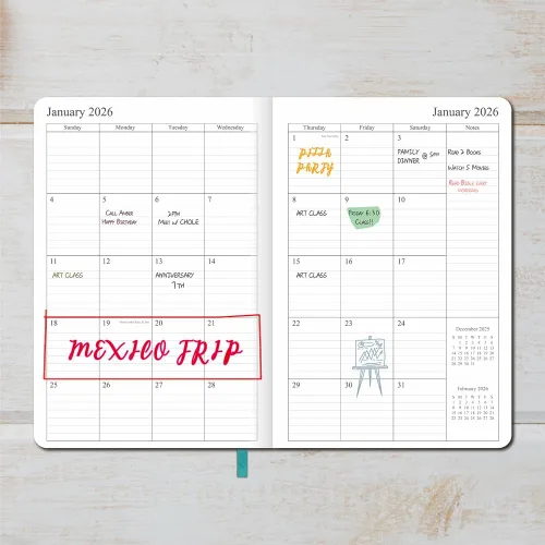 Vista 86 de 26-27 Academic Planner - Weekly and Monthly Planner, Jul 2026 - Jun 2027, Holidays, Contacts and Notes Pages, Vegan Leather Cover, Elastic Closure