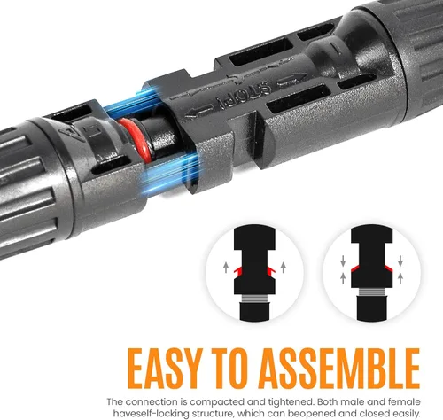 Vista 31 de Conector de panel solar 2 a 1 Divisor de panel solar de rama en Y de 2 vías, 1000 V, FMM+MFF, rama Y, conectores paralelos para conexión paralela