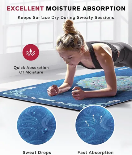 Vista 6 de HAPBEAR Large Yoga Mat - 72"x36" Extra Wide Exercise Mat - 1/4" Thick Dual Color PVC Anti-Slip Surface & High Cushioning - Ideal for Yoga, Pilates