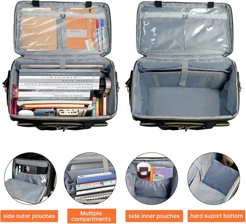 Vista 3 de ORKELS Bolsa de profesor con ruedas con carrito desmontable, bolsa para profesores con ruedas para laptop de 17.3 pulgadas, libros y suministros