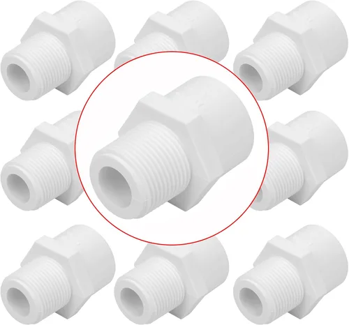 Vista 35 de Paquete de 20 adaptadores de acoplamiento niple de PVC de 1/2 pulgada (macho x macho) rosca de tubería PVC NPT de 1/2" para fontanería, uso