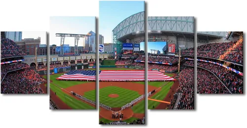 Vista 112 de TUMOVO T-MOBILE PARK - Arte de pared para sala de estar, lienzo de estadio de Seattle, 5 piezas, arte moderno de decoración de pared