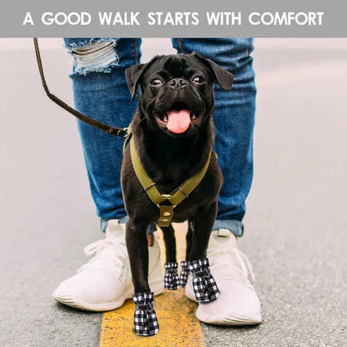 Vista 3 de Zapatos de invierno para perro con correas reflectantes antideslizantes para gatos y perros, protector de patas para perros pequeños y medianos