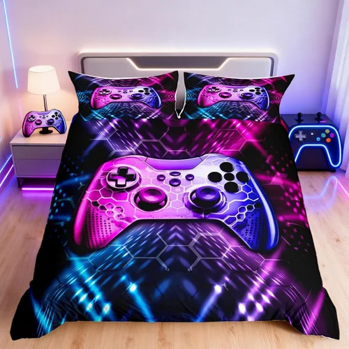 Vista 26 de Funda de edredón Happy Camping, juego de ropa de cama con temática de cámper para niños, funda de edredón de estilo rústico para decoración