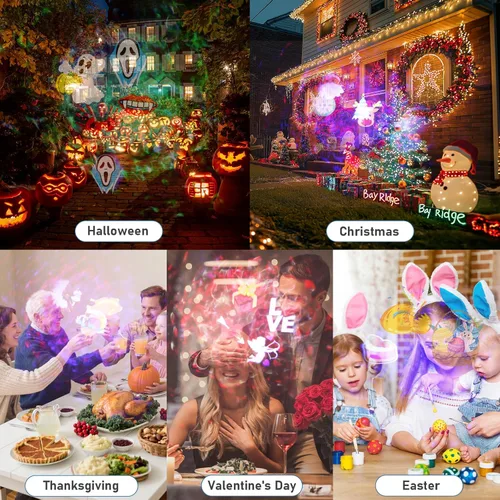 Vista 6 de Proyectores navideños mejorados 2025, luces de proyector de decoraciones navideñas más brillantes, luz de proyector de Navidad con 10 diapositivas